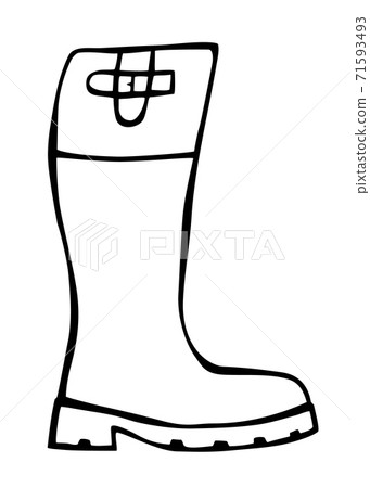 Doodle fashion cowboy boot hand drawn in line art style Doodle fashion cowboy boot hand drawn in line art style 71593493