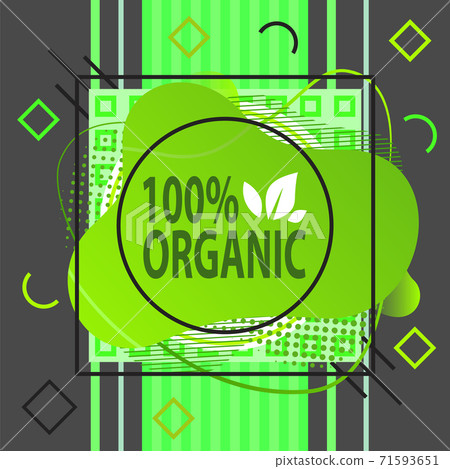 Banner for organic, natural product with white leaves and green text on green and black background 71593651