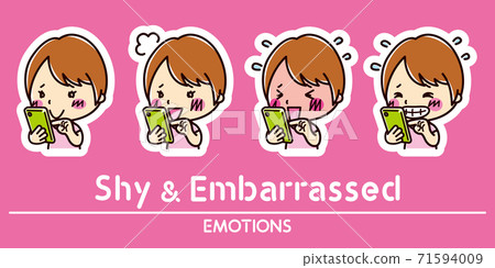 Facial expression set for smartphones and women / shy / embarrassing Facial expression set for smartphones and women / shy / embarrassing 71594009