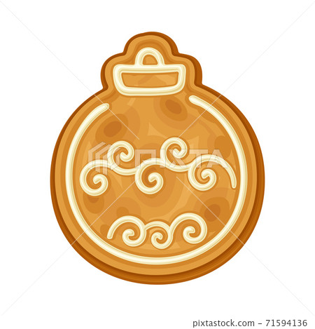 Christmas Bauble as Shaped Baked Cookie and Merry Christmas Symbol Vector Illustration Christmas Bauble as Shaped Baked Cookie and Merry Christmas Symbol Vector Illustration 71594136