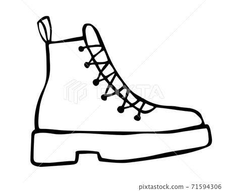 Doodle fashion cowboy boot hand drawn in line art style Doodle fashion cowboy boot hand drawn in line art style 71594306
