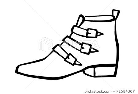 Doodle fashion cowboy boot hand drawn in line art style Doodle fashion cowboy boot hand drawn in line art style 71594307