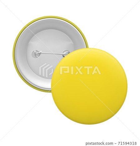 Blank yellow round pin isolated on white background Blank yellow round pin isolated on white background 71594318