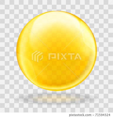 Golden oil translucent bubble or round drop with transparency 71594324
