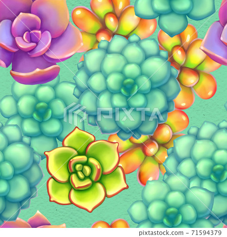 Seamless pattern with succulents. Beautiful... - Stock Illustration ...