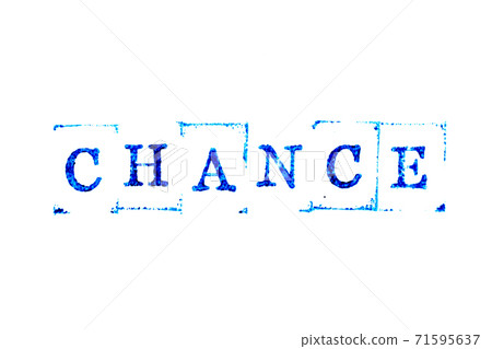 Blue color ink of rubber stamp in word chance on white paper background 71595637