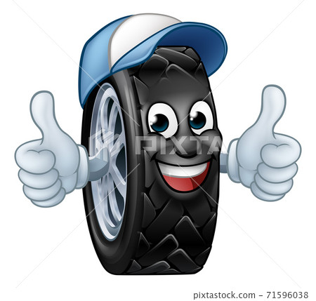 Tyre Cartoon Car Mechanic Service Mascot Tyre Cartoon Car Mechanic Service Mascot 71596038