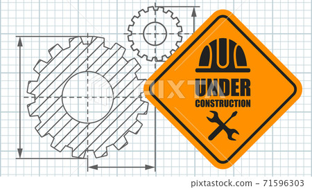 Warning sign under construction on poster template. Logo concept Warning sign under construction on poster template. Logo concept 71596303