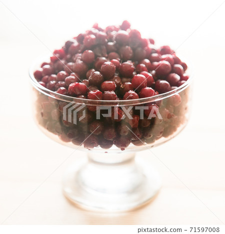 Berries of currants, lingonberries, cranberries with frost and ice Berries of currants, lingonberries, cranberries with frost and ice 71597008