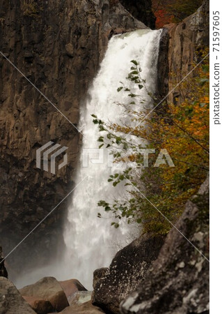 Naena Waterfall and Autumn Leaves, one of the 100 best waterfalls in Japan 71597605