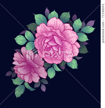 Floral Arrangement with Pink Roses on Dark Floral Arrangement with Pink Roses on Dark 71598041