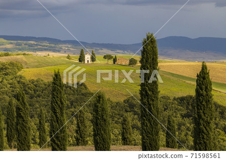 Chapel of the Madonna di Vitaleta, San Quirico d Orcia, Tuscany, Italy Chapel of the Madonna di Vitaleta, San Quirico d Orcia, Tuscany, Italy 71598561
