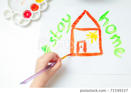 Child is drawing house. Child is drawing house. 71599337