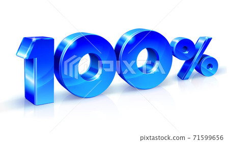 Glossy blue 90 Ninety percent off, sale. Isolated on white background, 3D object. 71599656