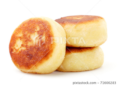 Fried cheese pancake on a white background. Isolated Fried cheese pancake on a white background. Isolated 71600283