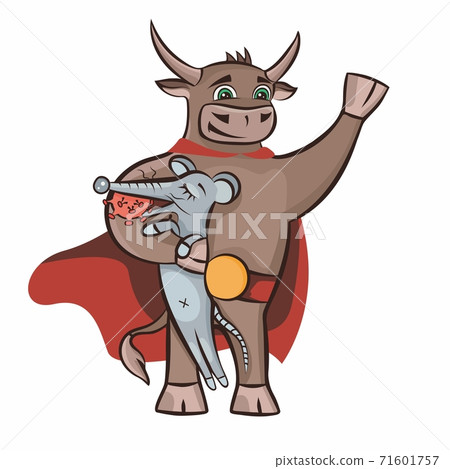 New Year 2021 symbol ox with died rat 71601757