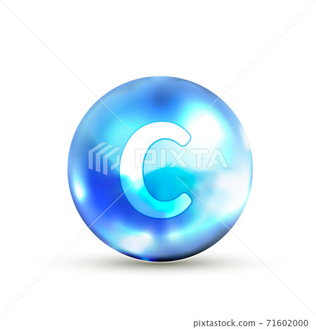 Bright glossy vitamin C icon on white 71602000