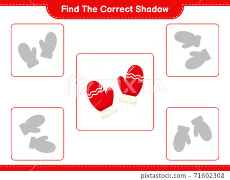 Find the correct shadow. Find and match the correct shadow of Mittens. Educational children game, printable worksheet, vector illustration 71602308