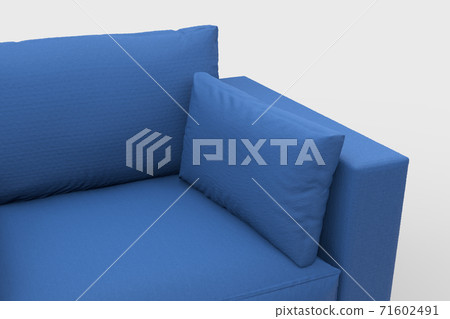 Blue armchair with pillows on studio white background. 71602491