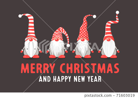 Merry Christmas Postcard. Four Vector Christmas... - Stock Illustration  [71603019] - PIXTA