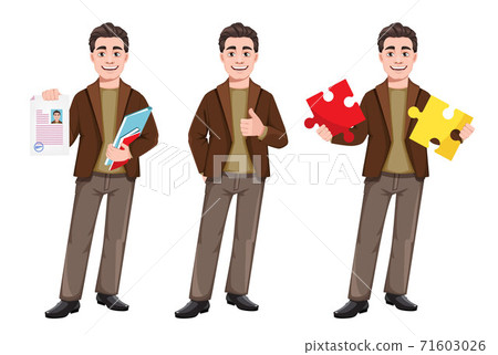 Young handsome business man in flat style - Stock Illustration ...