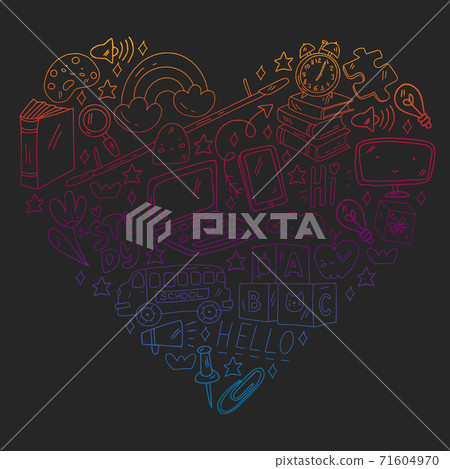 Vector illustration. Back to school vector pattern. Textile fabric design, wrapping paper and website wallpapers. 71604970
