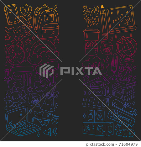 Vector illustration. Back to school vector pattern. Textile fabric design, wrapping paper and website wallpapers. Vector illustration. Back to school vector pattern. Textile fabric design, wrapping paper and website wallpapers. 71604979