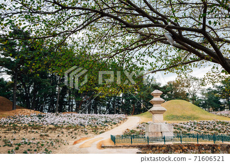 Seoak-dong Three-story Stone Pagoda and ancient royal tombs in Gyeongju, Korea Seoak-dong Three-story Stone Pagoda and ancient royal tombs in Gyeongju, Korea 71606521