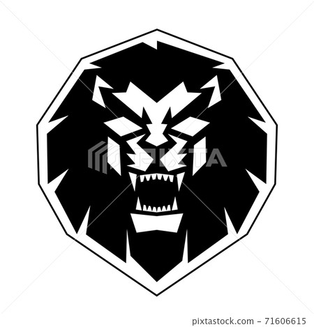 Lion Head front view logo vector design template icon illustration 71606615