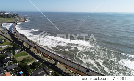 Hitachi Station / View from the Pacific Ocean / Aerial view by drone / Hitachi Bypass with superb view 71608104