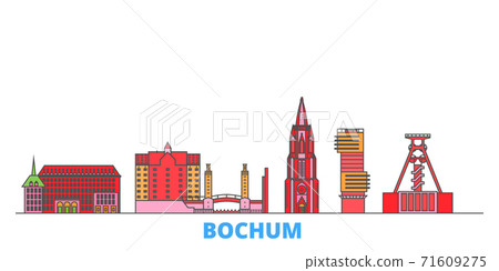 Germany, Bochum line cityscape, flat vector. Travel city landmark, oultine illustration, line world icons 71609275