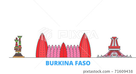 Burkina Faso line cityscape, flat vector. Travel city landmark, oultine illustration, line world icons 71609438