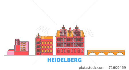 Germany, Heidelberg line cityscape, flat vector. Travel city landmark, oultine illustration, line world icons 71609469