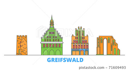 Germany, Greifswald line cityscape, flat vector. Travel city landmark, oultine illustration, line world icons 71609493