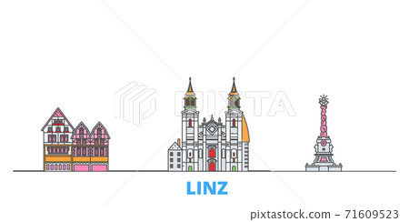 Austria, Linz line cityscape, flat vector. Travel city landmark, oultine illustration, line world icons 71609523
