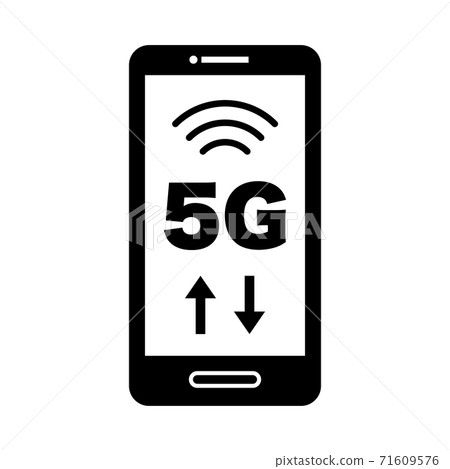 高速大容量5G智能手機的單色圖標 71609576
