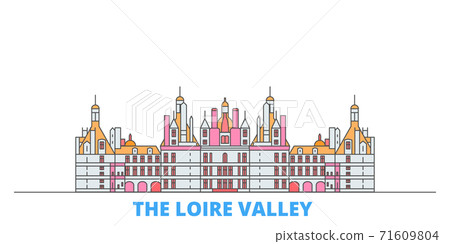 France, The Loire Valley line cityscape, flat vector. Travel city landmark, oultine illustration, line world icons France, The Loire Valley line cityscape, flat vector. Travel city landmark, oultine illustration, line world icons 71609804