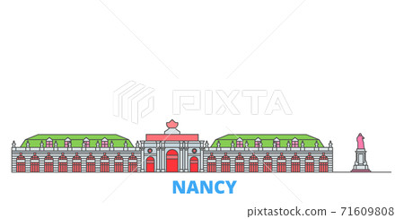 France, Nancy Landmark line cityscape, flat vector. Travel city landmark, oultine illustration, line world icons France, Nancy Landmark line cityscape, flat vector. Travel city landmark, oultine illustration, line world icons 71609808
