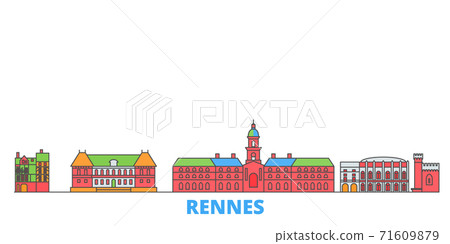 France, Rennes line cityscape, flat vector. Travel city landmark, oultine illustration, line world icons France, Rennes line cityscape, flat vector. Travel city landmark, oultine illustration, line world icons 71609879