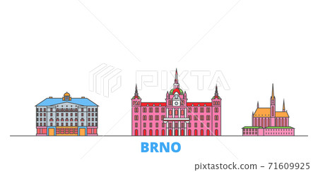 Czech Republic, Brno line cityscape, flat vector. Travel city landmark, oultine illustration, line world icons 71609925