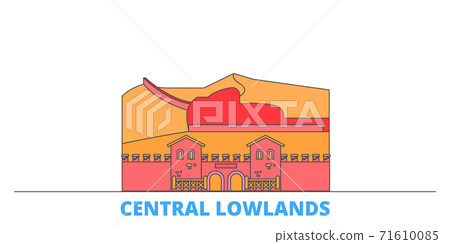 Germany, Central Lowlands line cityscape, flat vector. Travel city landmark, oultine illustration, line world icons Germany, Central Lowlands line cityscape, flat vector. Travel city landmark, oultine illustration, line world icons 71610085