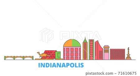 United States, Indianapolis line cityscape, flat vector. Travel city landmark, oultine illustration, line world icons 71610675