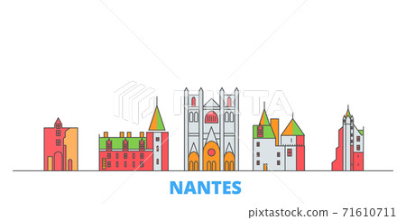 France, Nantes line cityscape, flat vector. Travel city landmark, oultine illustration, line world icons France, Nantes line cityscape, flat vector. Travel city landmark, oultine illustration, line world icons 71610711