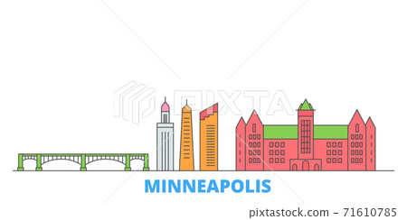United States, Minneapolis line cityscape, flat vector. Travel city landmark, oultine illustration, line world icons 71610785