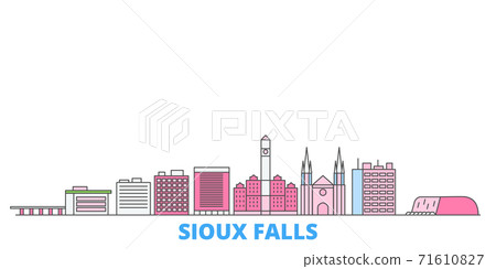 United States, Sioux Falls line cityscape, flat vector. Travel city landmark, oultine illustration, line world icons 71610827