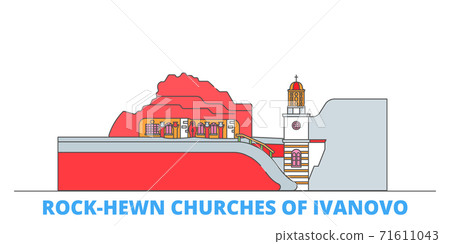 Bulgaria, Ivanova line cityscape, flat vector. Travel city landmark, oultine illustration, line world icons Bulgaria, Ivanova line cityscape, flat vector. Travel city landmark, oultine illustration, line world icons 71611043