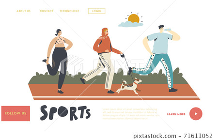 Summer Outdoor Sport Activity, Jogging Healthy Lifestyle Landing Page Template. Characters Run at Morning in Park. Summer Outdoor Sport Activity, Jogging Healthy Lifestyle Landing Page Template. Characters Run at Morning in Park. 71611052