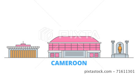 Cameroon line cityscape, flat vector. Travel city landmark, oultine illustration, line world icons Cameroon line cityscape, flat vector. Travel city landmark, oultine illustration, line world icons 71611301