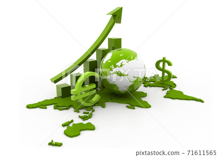 Digital illustration of business graph with earth. Digital illustration of business graph with earth. 71611565
