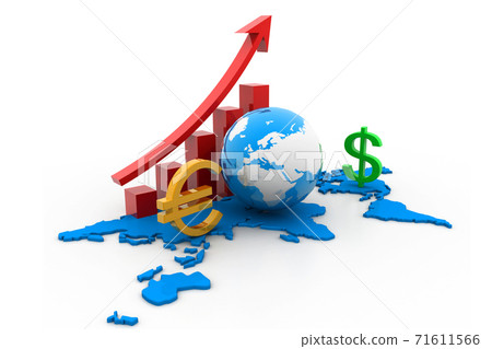 Digital illustration of business graph with earth. Digital illustration of business graph with earth. 71611566